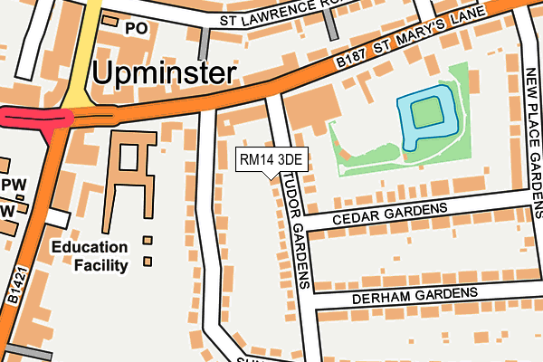 RM14 3DE map - OS OpenMap – Local (Ordnance Survey)