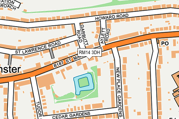 RM14 3DH map - OS OpenMap – Local (Ordnance Survey)