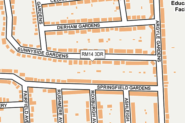 RM14 3DR map - OS OpenMap – Local (Ordnance Survey)