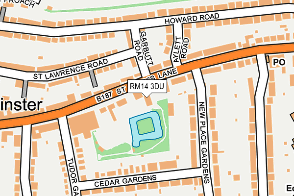 RM14 3DU map - OS OpenMap – Local (Ordnance Survey)