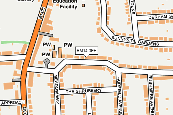 RM14 3EH map - OS OpenMap – Local (Ordnance Survey)
