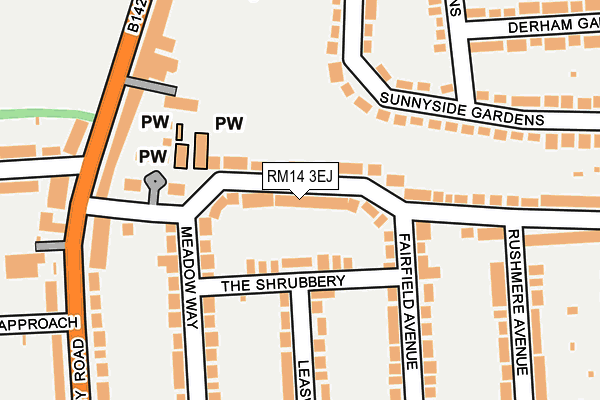 RM14 3EJ map - OS OpenMap – Local (Ordnance Survey)