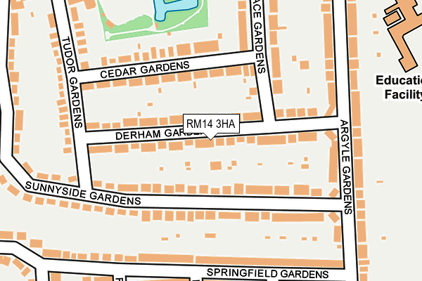 RM14 3HA map - OS OpenMap – Local (Ordnance Survey)