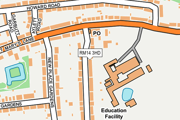 RM14 3HD map - OS OpenMap – Local (Ordnance Survey)