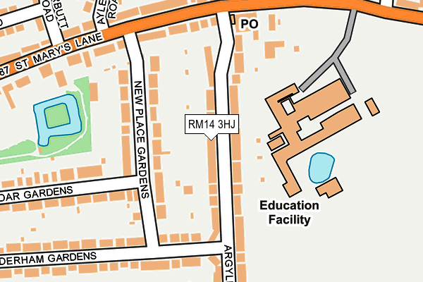 RM14 3HJ map - OS OpenMap – Local (Ordnance Survey)