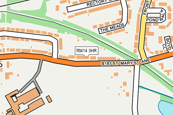 RM14 3HR map - OS OpenMap – Local (Ordnance Survey)