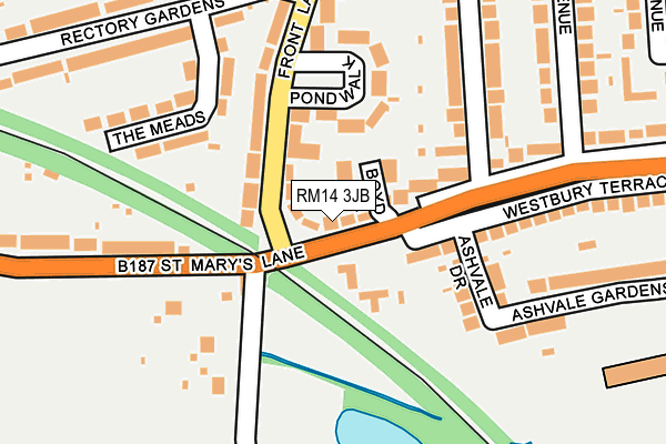 RM14 3JB map - OS OpenMap – Local (Ordnance Survey)