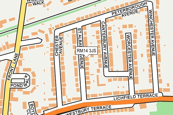 RM14 3JS map - OS OpenMap – Local (Ordnance Survey)