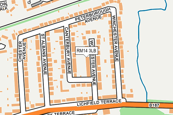 RM14 3LB map - OS OpenMap – Local (Ordnance Survey)