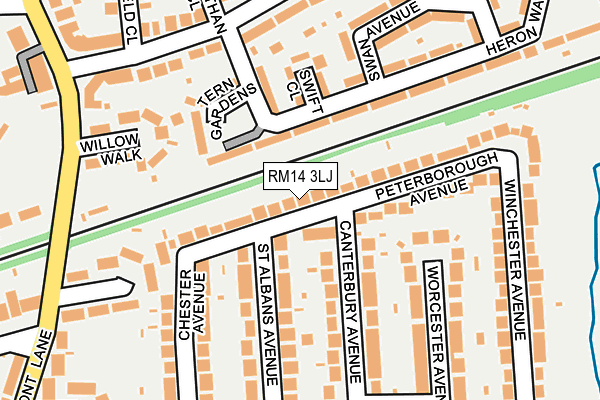 RM14 3LJ map - OS OpenMap – Local (Ordnance Survey)