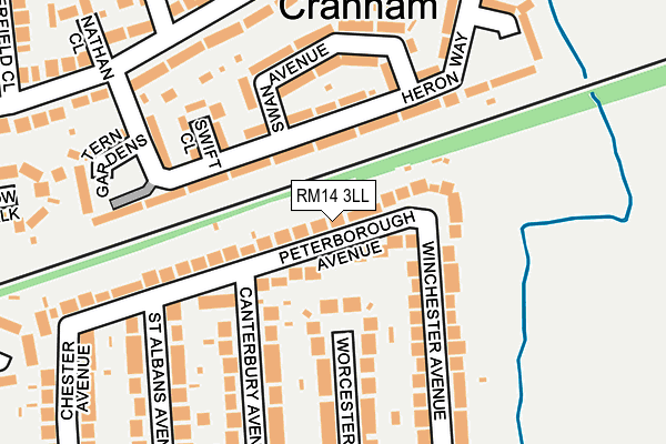 RM14 3LL map - OS OpenMap – Local (Ordnance Survey)