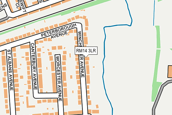 RM14 3LR map - OS OpenMap – Local (Ordnance Survey)