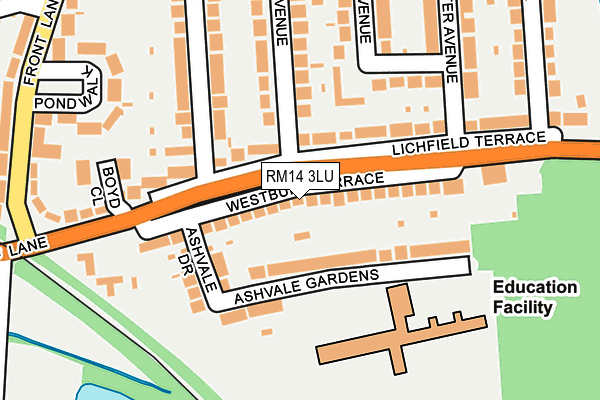 RM14 3LU map - OS OpenMap – Local (Ordnance Survey)