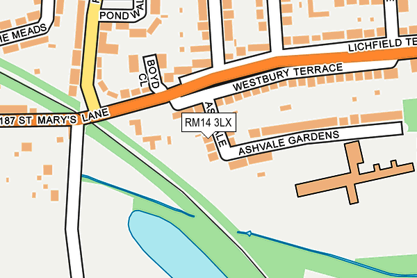 RM14 3LX map - OS OpenMap – Local (Ordnance Survey)