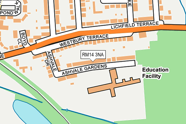 RM14 3NA map - OS OpenMap – Local (Ordnance Survey)
