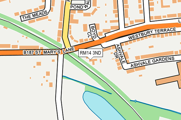 RM14 3ND map - OS OpenMap – Local (Ordnance Survey)