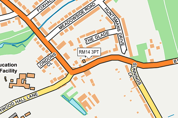 RM14 3PT map - OS OpenMap – Local (Ordnance Survey)