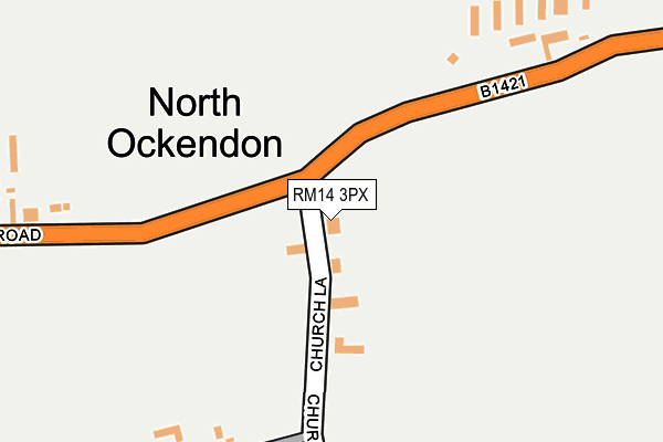 RM14 3PX map - OS OpenMap – Local (Ordnance Survey)