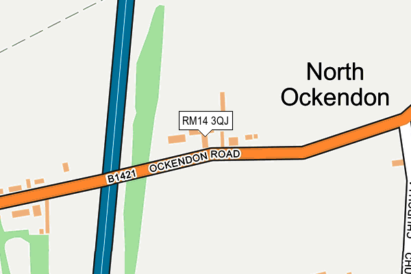 RM14 3QJ map - OS OpenMap – Local (Ordnance Survey)