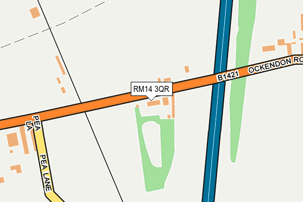 RM14 3QR map - OS OpenMap – Local (Ordnance Survey)