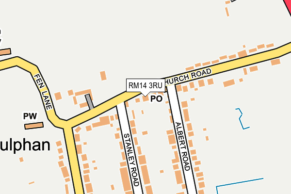 RM14 3RU map - OS OpenMap – Local (Ordnance Survey)