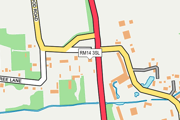 RM14 3SL map - OS OpenMap – Local (Ordnance Survey)
