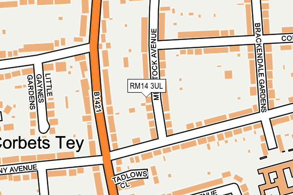 RM14 3UL map - OS OpenMap – Local (Ordnance Survey)