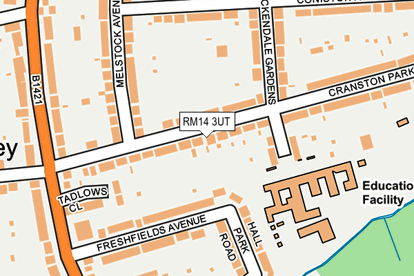 RM14 3UT map - OS OpenMap – Local (Ordnance Survey)