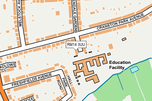 RM14 3UU map - OS OpenMap – Local (Ordnance Survey)