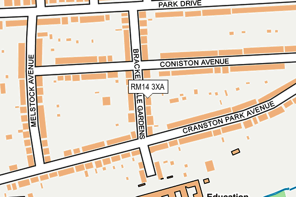 RM14 3XA map - OS OpenMap – Local (Ordnance Survey)