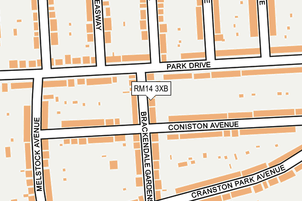 RM14 3XB map - OS OpenMap – Local (Ordnance Survey)