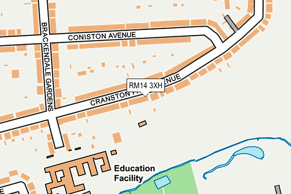 RM14 3XH map - OS OpenMap – Local (Ordnance Survey)