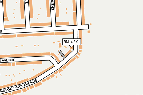 RM14 3XJ map - OS OpenMap – Local (Ordnance Survey)