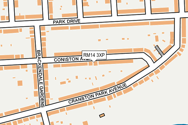 RM14 3XP map - OS OpenMap – Local (Ordnance Survey)