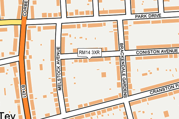 RM14 3XR map - OS OpenMap – Local (Ordnance Survey)