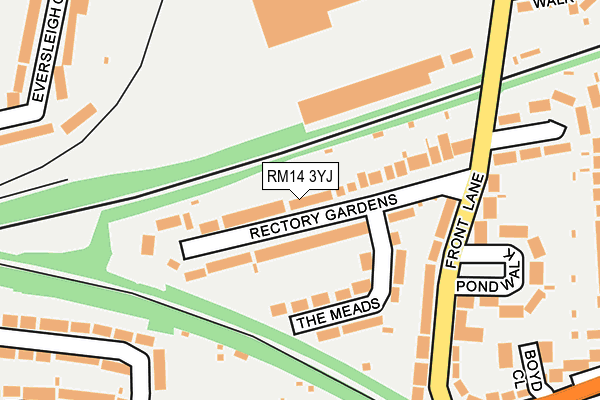 RM14 3YJ map - OS OpenMap – Local (Ordnance Survey)