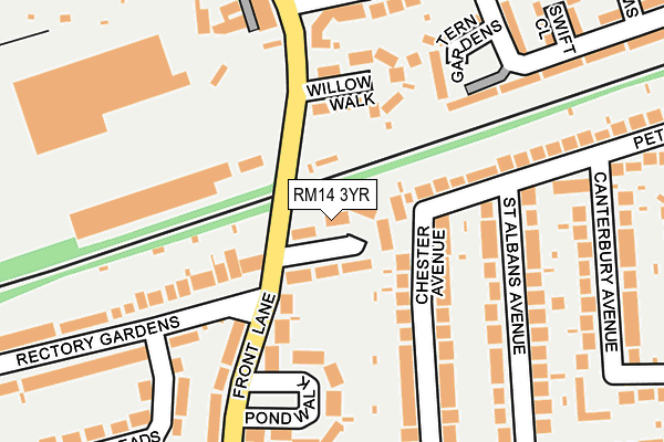 RM14 3YR map - OS OpenMap – Local (Ordnance Survey)