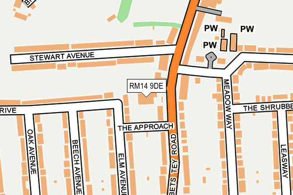 RM14 9DE map - OS OpenMap – Local (Ordnance Survey)