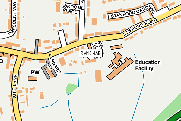 RM15 4AB map - OS OpenMap – Local (Ordnance Survey)