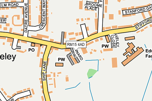 Map of THE OLD SHIP INN AVELEY LTD at local scale