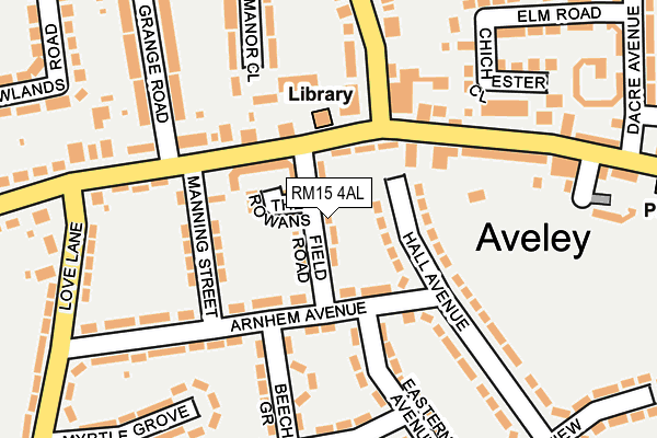 RM15 4AL map - OS OpenMap – Local (Ordnance Survey)