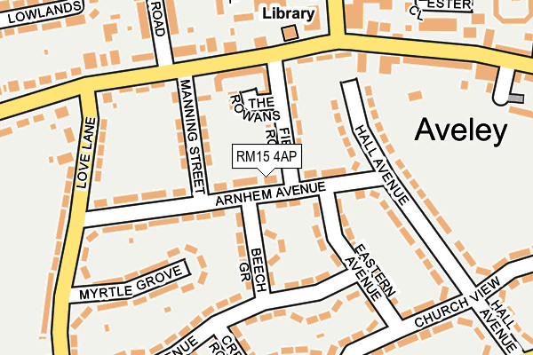 RM15 4AP map - OS OpenMap – Local (Ordnance Survey)