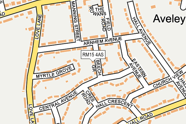 RM15 4AS map - OS OpenMap – Local (Ordnance Survey)