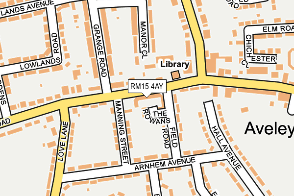 RM15 4AY map - OS OpenMap – Local (Ordnance Survey)