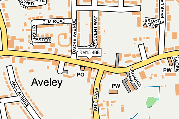 RM15 4BB map - OS OpenMap – Local (Ordnance Survey)