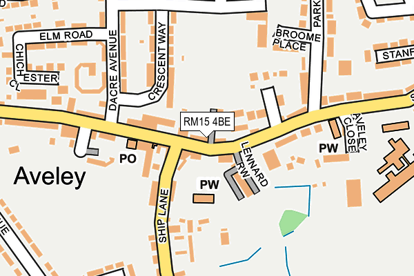 RM15 4BE map - OS OpenMap – Local (Ordnance Survey)