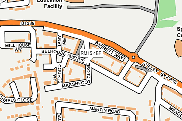 RM15 4BF map - OS OpenMap – Local (Ordnance Survey)