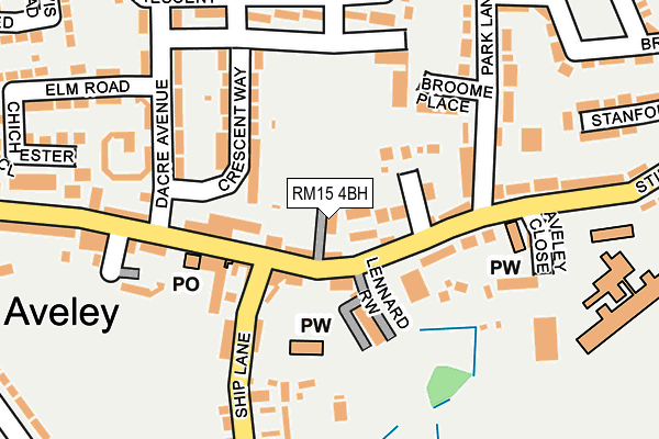 RM15 4BH map - OS OpenMap – Local (Ordnance Survey)