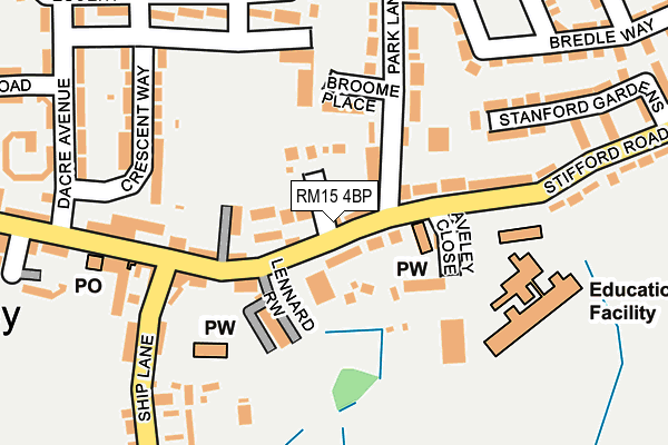 RM15 4BP map - OS OpenMap – Local (Ordnance Survey)