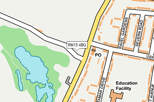 RM15 4BQ map - OS OpenMap – Local (Ordnance Survey)